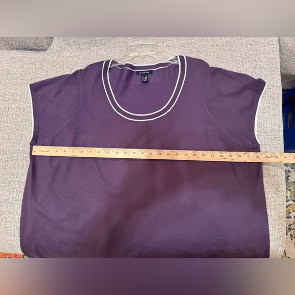 Lands’ End Purple White Trim Button Down Cardigan With Matching Shirt Plus Sz 3X - Picture 15 of 16